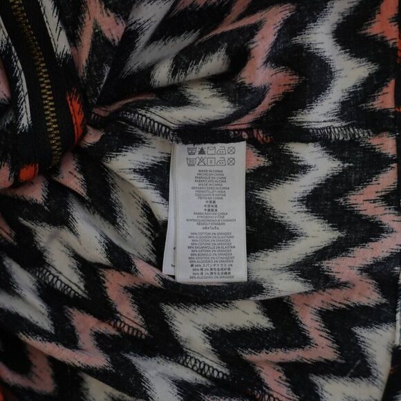 DAMAGED Michael Kors Orange Black Full Zip Collared Shirt Jacket 8 Tab Roll Slee - Picture 8 of 9